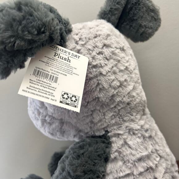 Mother's Day Large Gray and Blue Puppy Plush with Built-In Photo Frame, 13 in - Picture 5 of 6